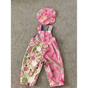 Vintage Gallagher's Garden Baby Dragonfly Snap Up Overall Hat Set Size 12 Months